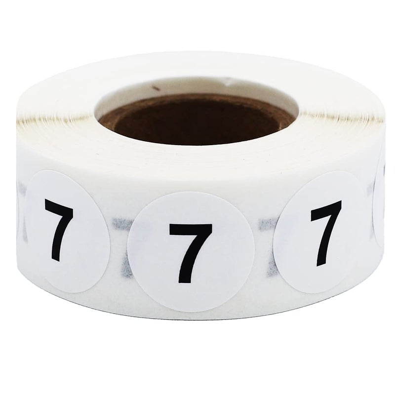 InStockLabels.com White with Black Number 7 Circle Dot Stickers, 3/4 Inch Round, 500 Labels on a Roll for Organization and Inventory - Semi-Gloss Finish - Made in The USA - Image 1